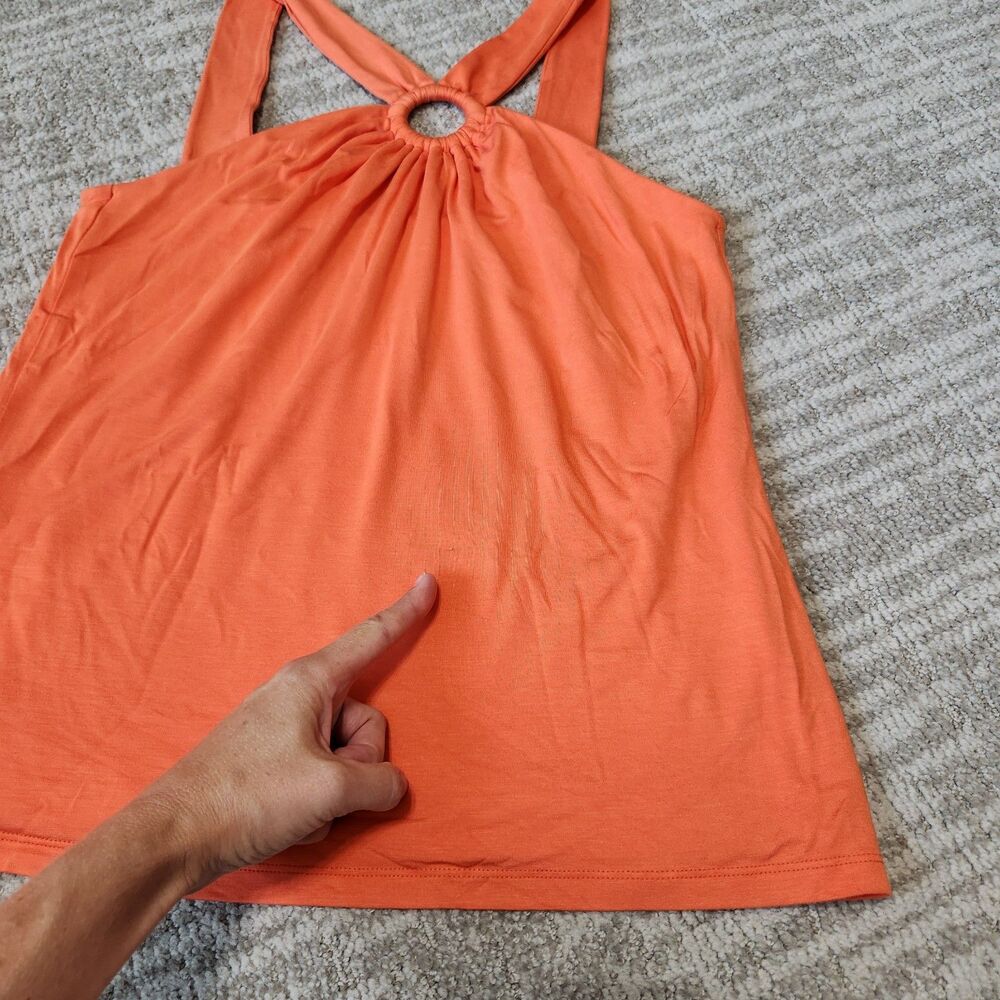 Trina Turk women's key hole shelf bra tank top orange size M - Picture 4 of 10